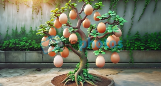 A whimsical and imaginative depiction of an 'egg' plant