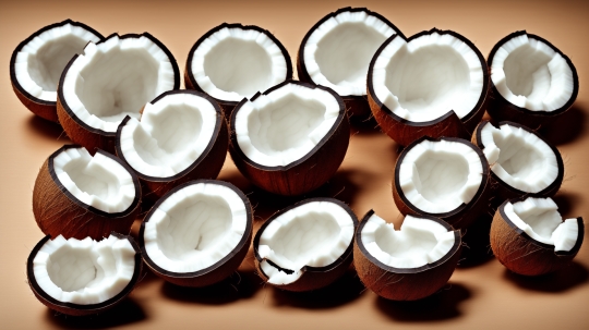 bunch of coconuts that are cut in half AI Art