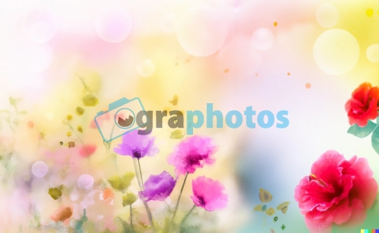 Rose and hibiscus flowers with green leaves